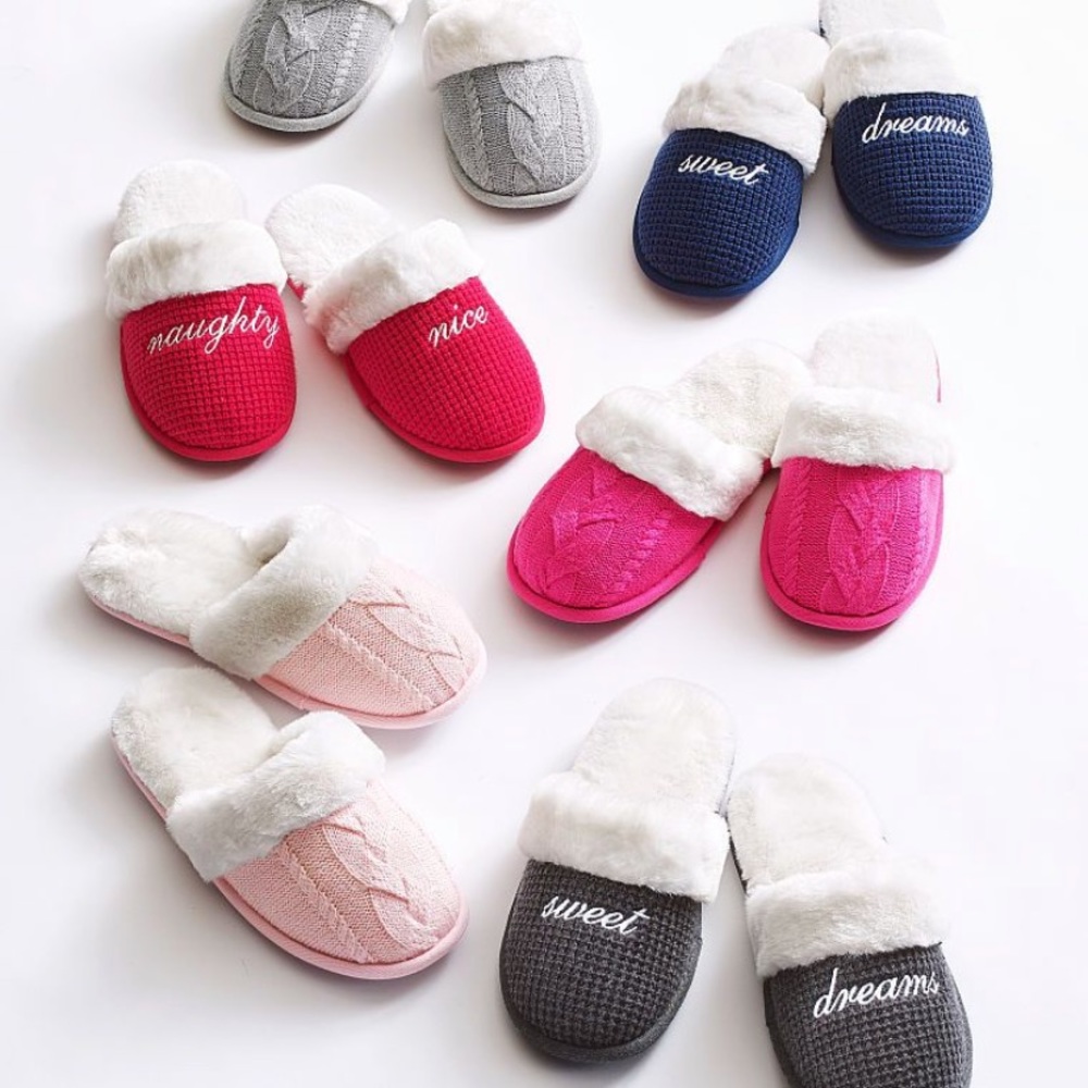 Victoria Secret | Pink & White Faux Fur Slippers